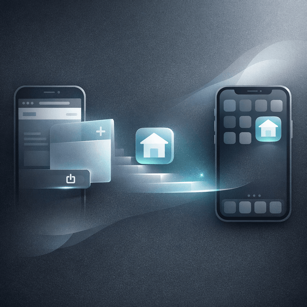 Illustrative artwork showing how to save a website as an app on iPhone