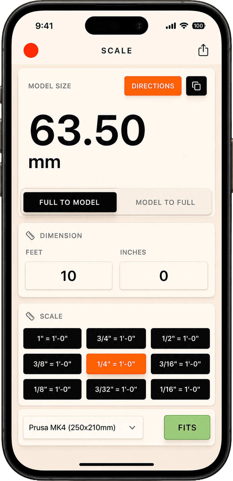 Scale Calculator screen