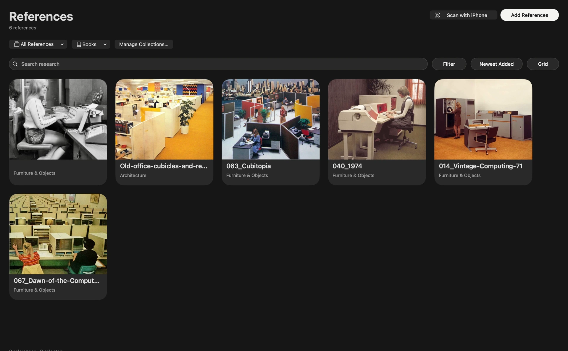 RefRo research library with references and their context