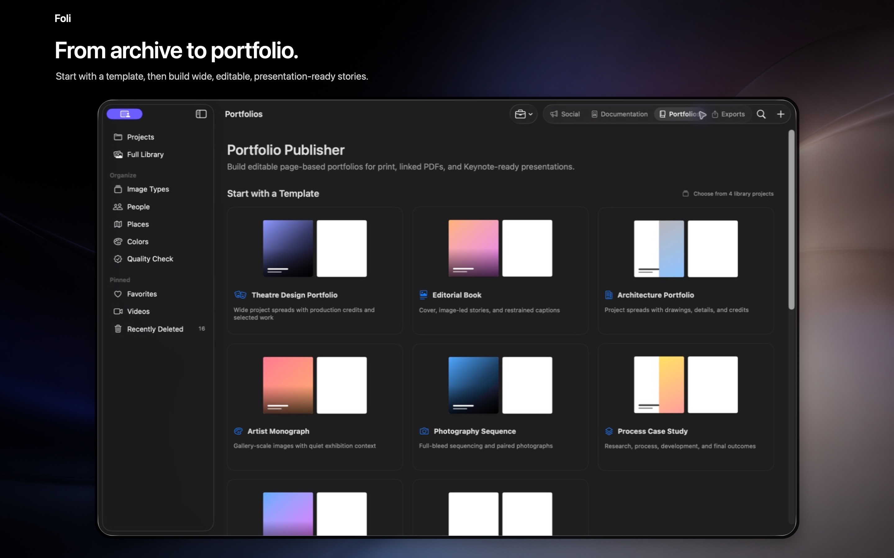 Foli Portfolio Publisher with editable layouts