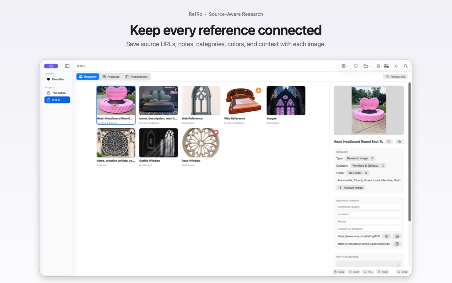 RefRo research library with sources and project context