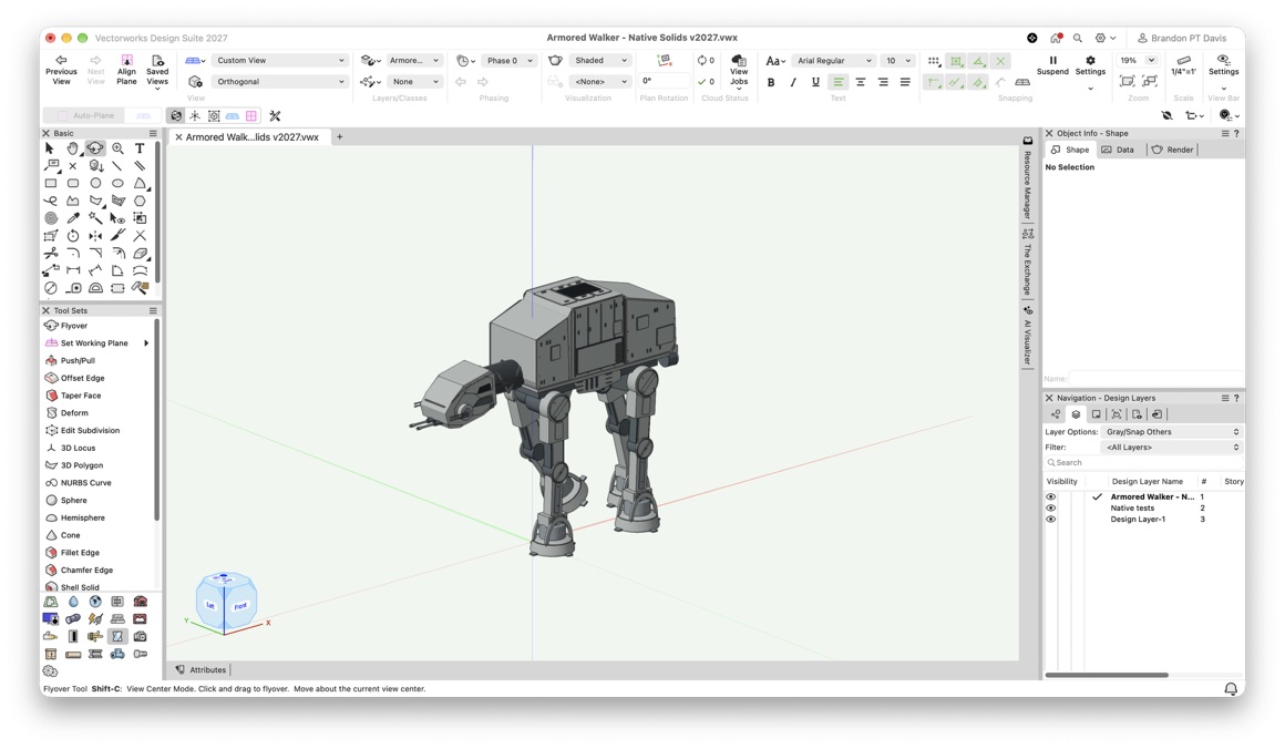 Armored walker model in Vectorworks.