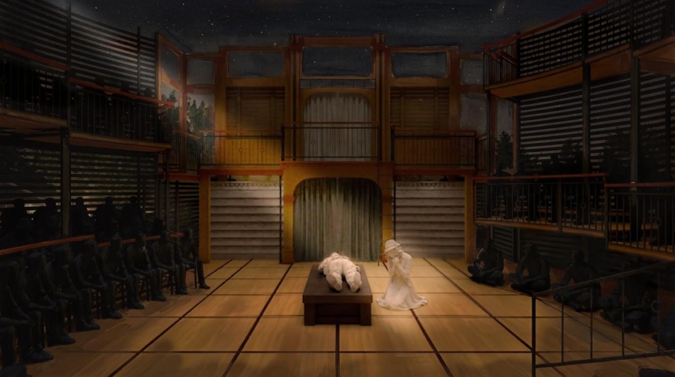 Final scenic rendering for New Swan Theatre Company’s Romeo and Juliet.