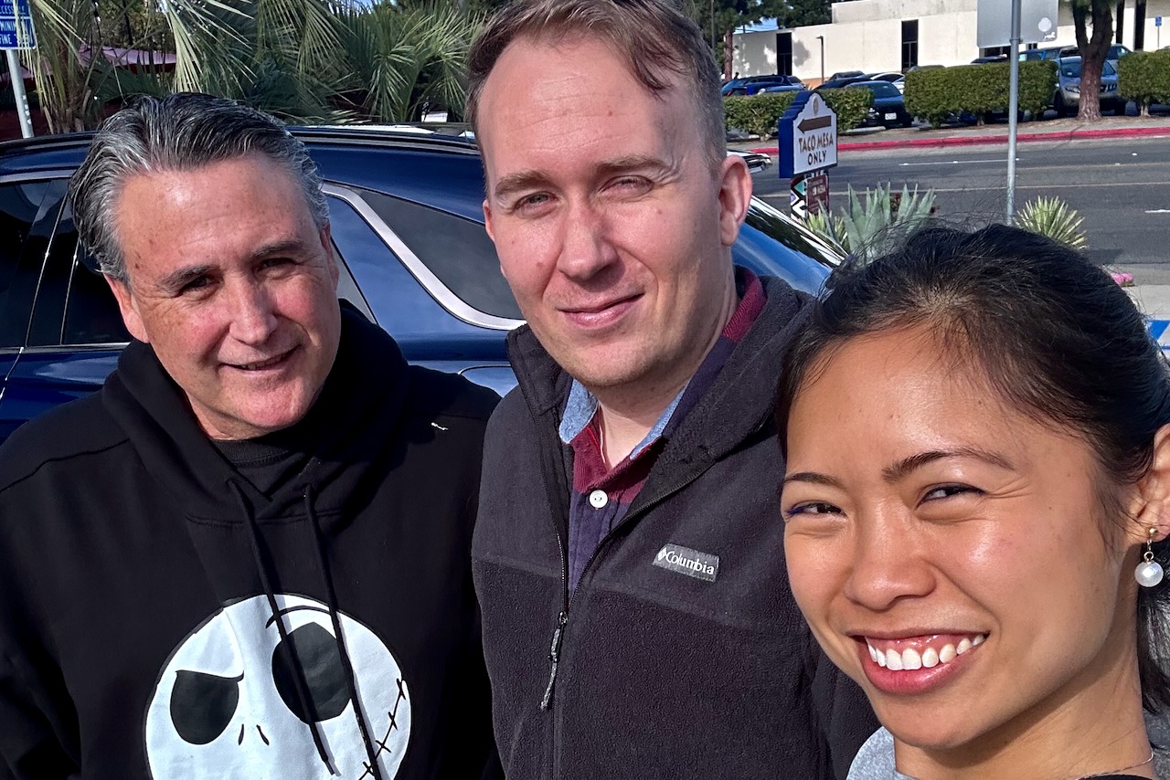 Brandon PT Davis and Gretchen Ugalde with lighting designer Lonnie Alcaraz.